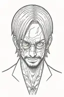sanji one piece in an cartoon style , no hands, 0 hands, no face tattoos tattoo design idea