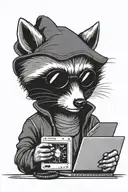 hacker racoon with computer  tattoo design idea