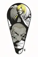 sanji one piece, no hands, 0 hands tattoo design idea