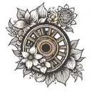 wagon wheel flower tattoo design idea