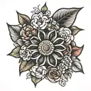 wagon wheel flower tattoo design idea