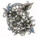 wagon wheel flower tattoo design idea