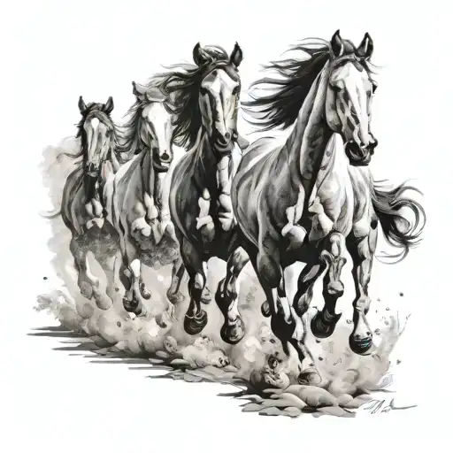herd of horses running tattoo design idea