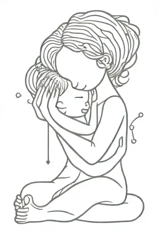 hug inner child tattoo design idea