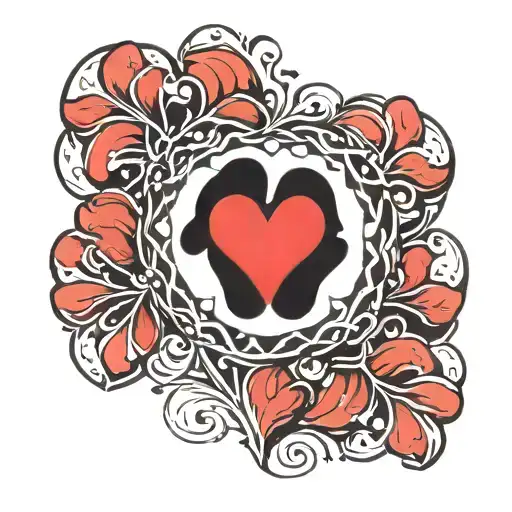 paw print heart "Dudu"  tattoo design idea