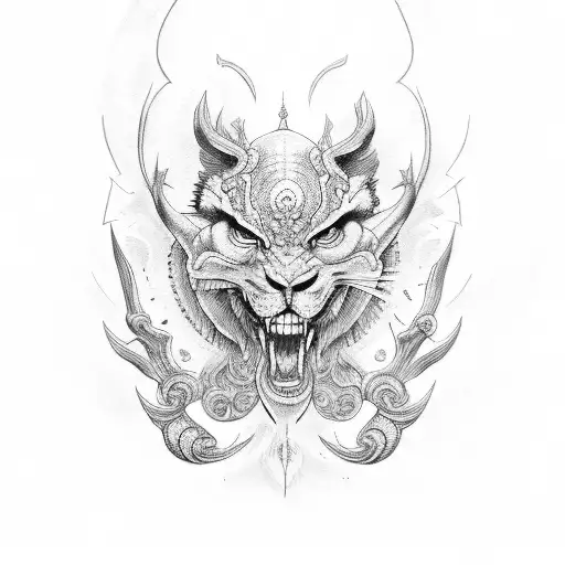 ortamental church tattoo design idea