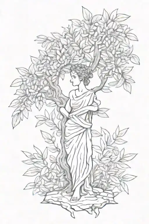 goddes athena greek goddes olive tree growing tattoo design idea