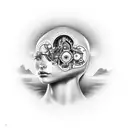 hand holding engine tattoo design idea