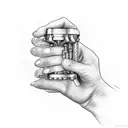 hand holding engine tattoo design idea