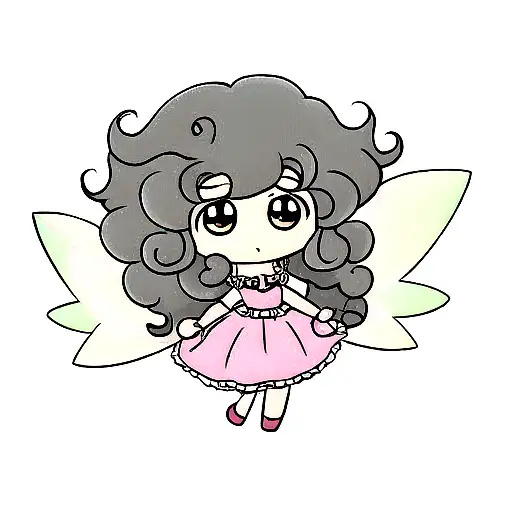 curly hair Fairy  tattoo design idea