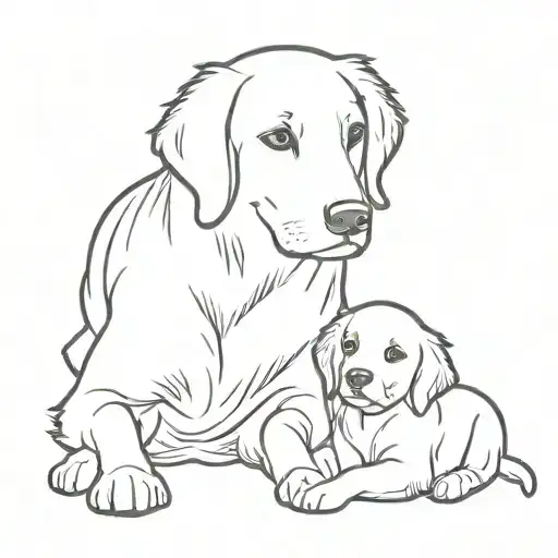 tattoo design for a mom with a kid named Sid and golden retriever named Archie. make it subtle and simple  tattoo design idea
