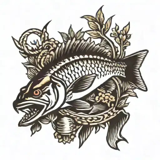 hunting fishing farming tattoo design idea