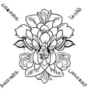 floral back tattoo with Latin working  tattoo design idea