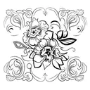 floral back tattoo with Latin working  tattoo design idea