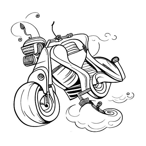 A minimalist tattoo design of a scooter with tattoo machine wheels tattoo design idea
