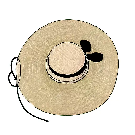 outline of duck with straw hat tattoo design idea