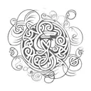 A monogram of your children's initials entwined with floral vines tattoo design idea