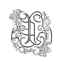 A monogram of your children's initials entwined with floral vines tattoo design idea