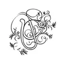 A monogram of your children's initials entwined with floral vines tattoo design idea