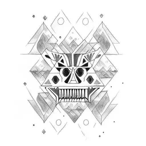 aztec biting knife tattoo design idea