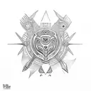 aztec biting knife tattoo design idea