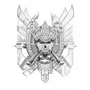 aztec biting knife tattoo design idea