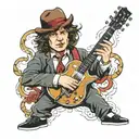 Angus Young from AC/DC and the numbers 42, 39 and 56 tattoo design idea
