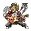 Angus Young from AC/DC and the numbers 42, 39 and 56 tattoo design idea