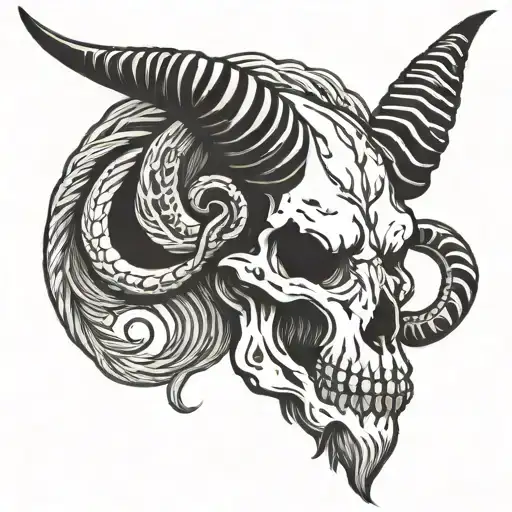 capricorn skull tattoo design idea