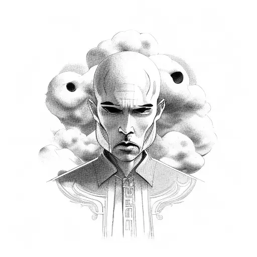 Man with head in the clouds tattoo design idea