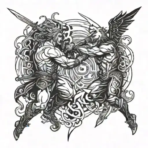 fight and fate tattoo design idea
