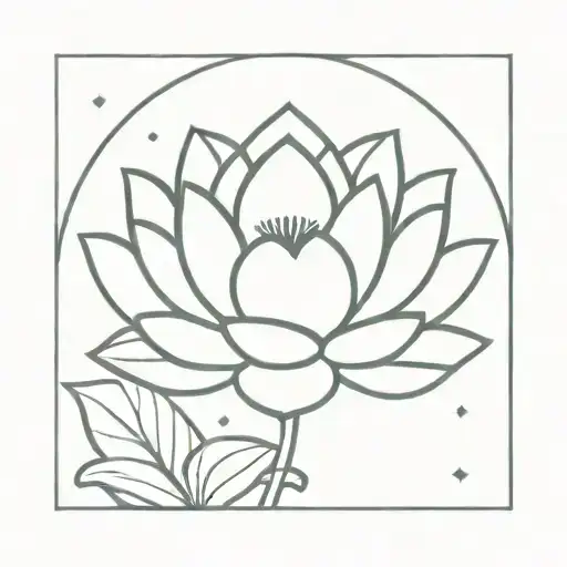 lotus flower with moon behind simple tattoo tattoo design idea