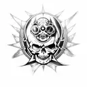 steampunk evil skull tattoo design idea