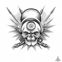 steampunk evil skull tattoo design idea