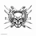 steampunk evil skull tattoo design idea
