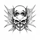 steampunk evil skull tattoo design idea