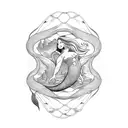 mermaid caught in a fishing net tattoo design idea