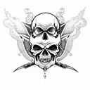 steampunk evil skull tattoo design idea