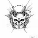 steampunk evil skull tattoo design idea