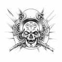 steampunk evil skull tattoo design idea