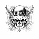 steampunk evil skull tattoo design idea
