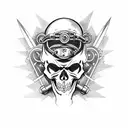 steampunk evil skull tattoo design idea