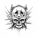 steampunk evil skull tattoo design idea