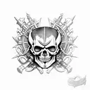 steampunk evil skull tattoo design idea