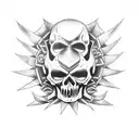 steampunk evil skull tattoo design idea