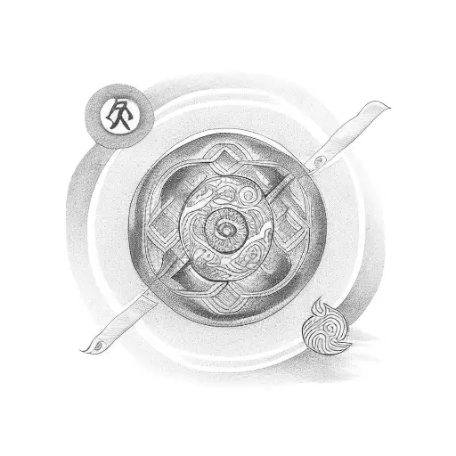 symbol with mother, brother, cooking, travel, yin yang, and hope tattoo design idea