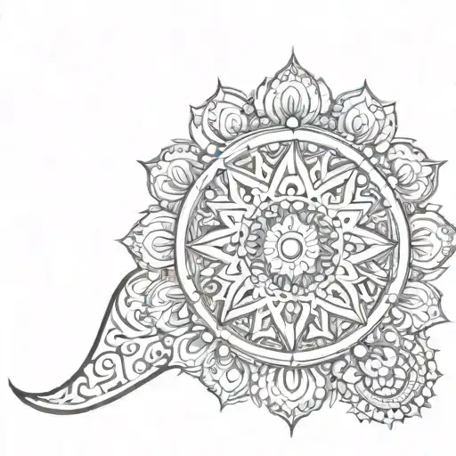 Mandala, The sun and the moon surrounded tattoo design idea