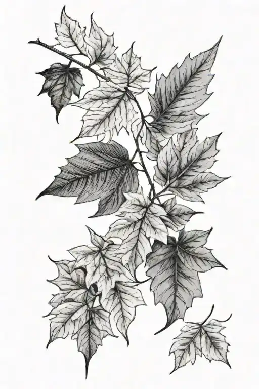 fall leaves tattoo design idea