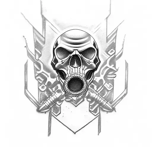 mechanic wrench piston skulls tattoo design idea