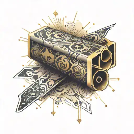 An intricate gold bar tattoo with stock market symbols and Forex patterns intertwined tattoo design idea